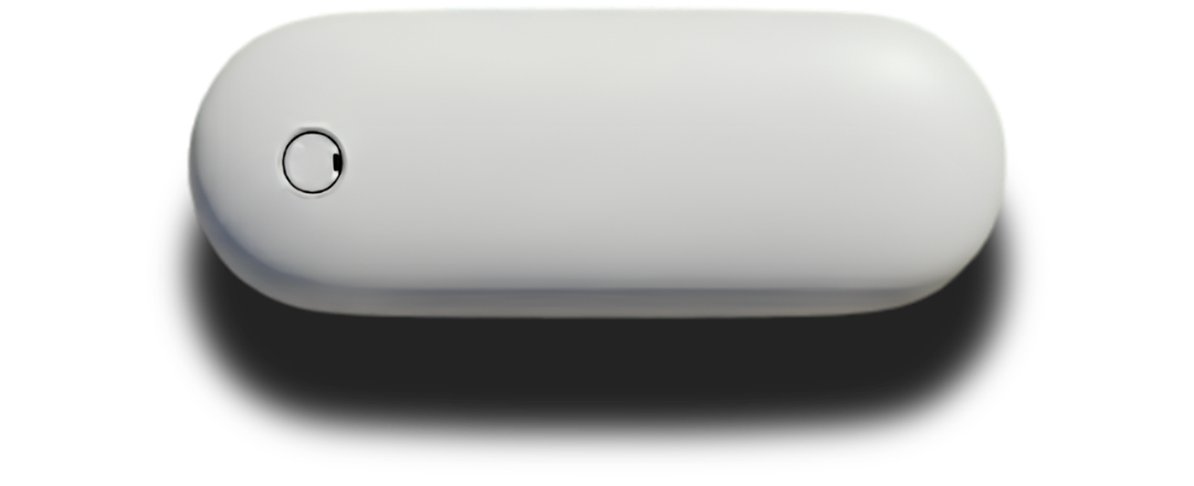 Dark disc-shaped craft photographed against a pale sky, no wings, exhaust or control surfaces visible